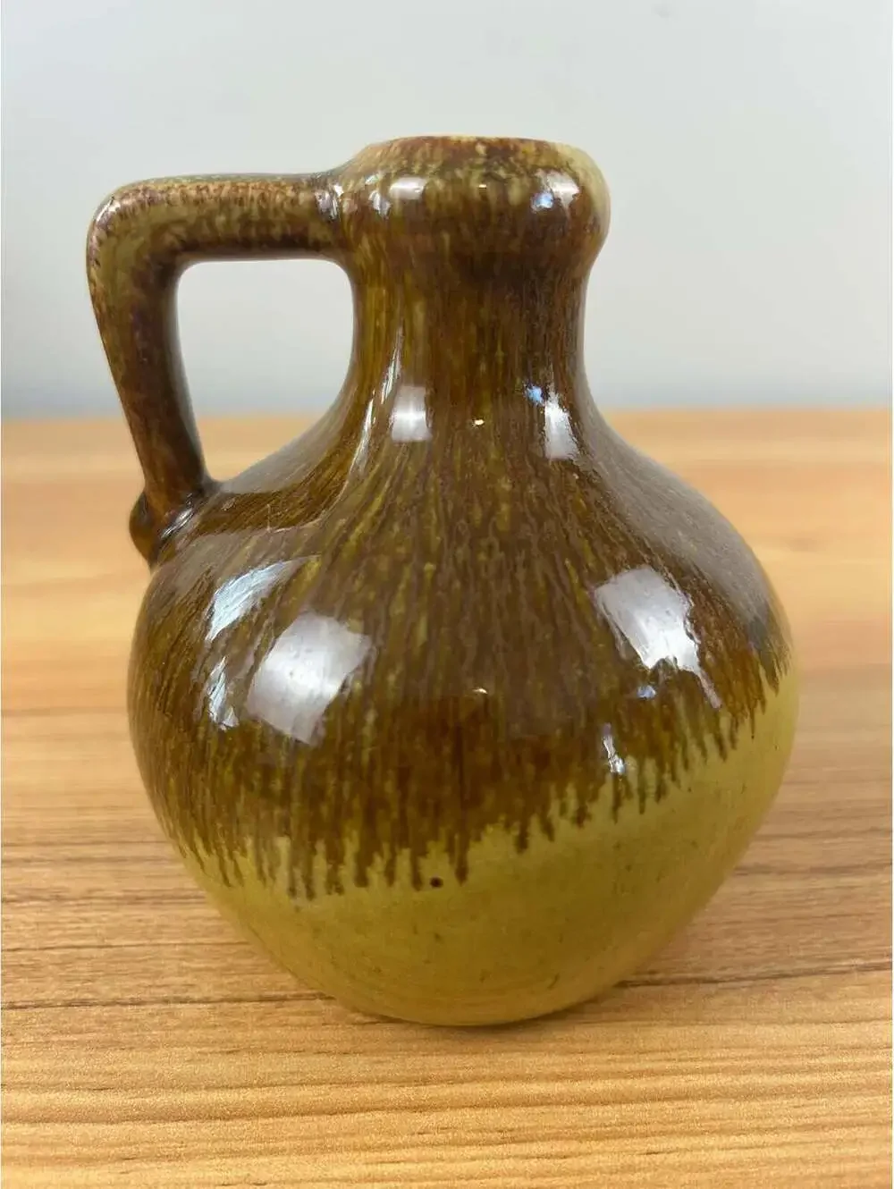 Pigeon Forge Pottery Tennessee Yellow Brown Drip Glaze Jug 4.5